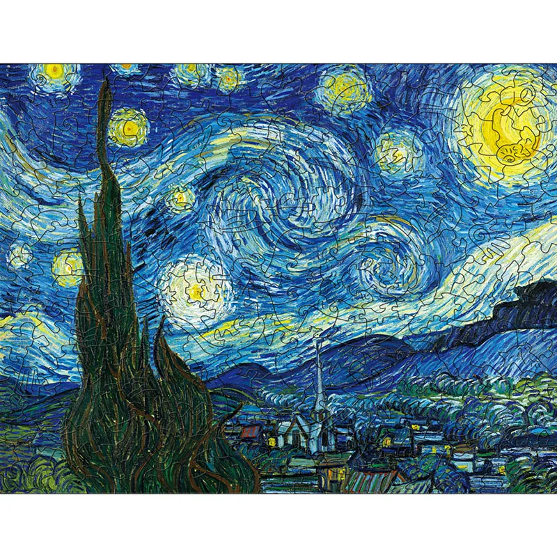 

Новинка, красочные деревянные пазлы со звездным небом, 100, 200, 300 шт., игрушки-антистресс, 3D деревянная головоломка «сделай сам», коробка для де...