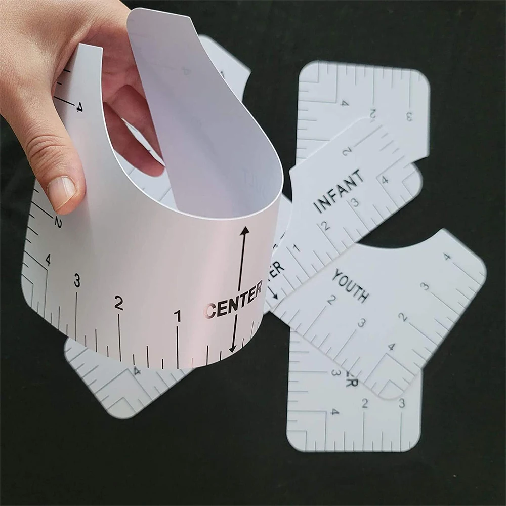 

4Pcs/Set T-Shirt Alignment Ruler For Guiding Tshirt Measurement Ruler With Size Chart DIY Drawing Template Craft Tool Drafting