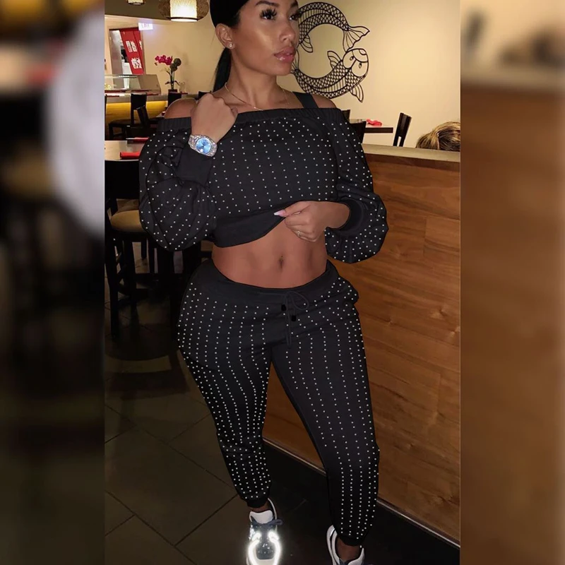 2 шт. женская спортивная одежда в горошек с длинным рукавом открытыми плечами