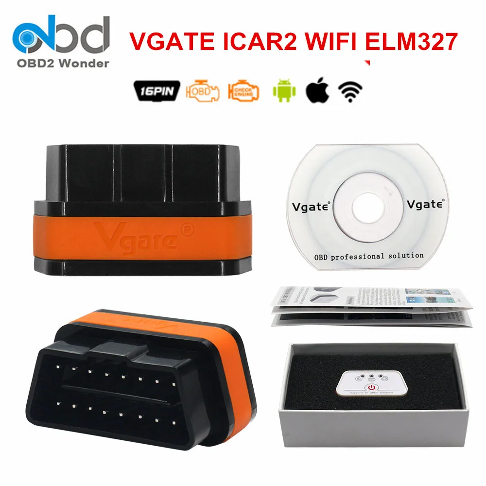 Недавно Vgate Icar2 Wi fi ELM 327 IOS Android ПК OBD II диагностический сканер Икар 2 OBD2 адаптер для