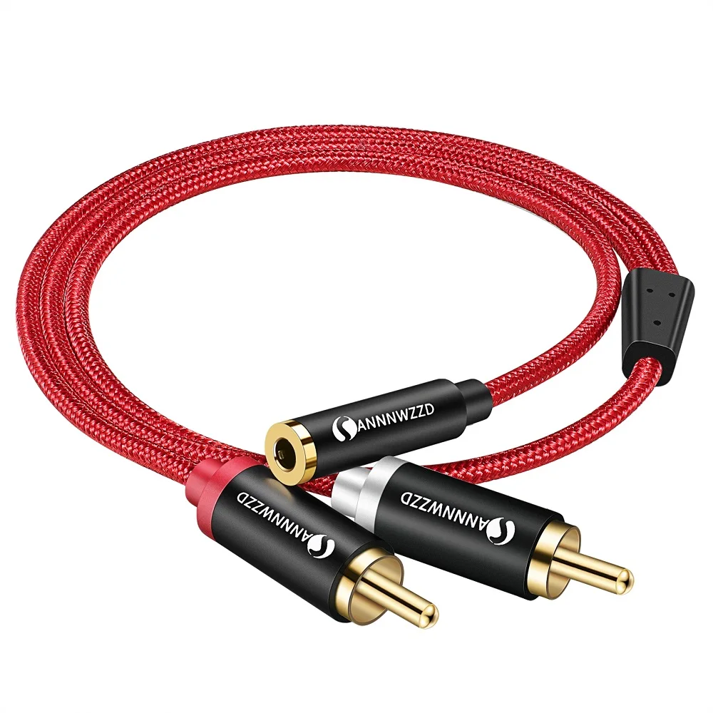 RCA Cable 2 Male to Female 3.5mm Jack Adapter Audio 0.5M 2RCA for Home Theater DVD VCD | Электроника