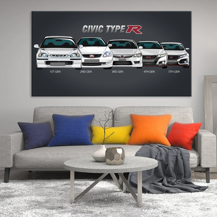 Wall Art Modular Picture 1 pieces Posters Canvas HD Printed Retro Honda CIVIC Car Painting Modern Home Decoration Living Room