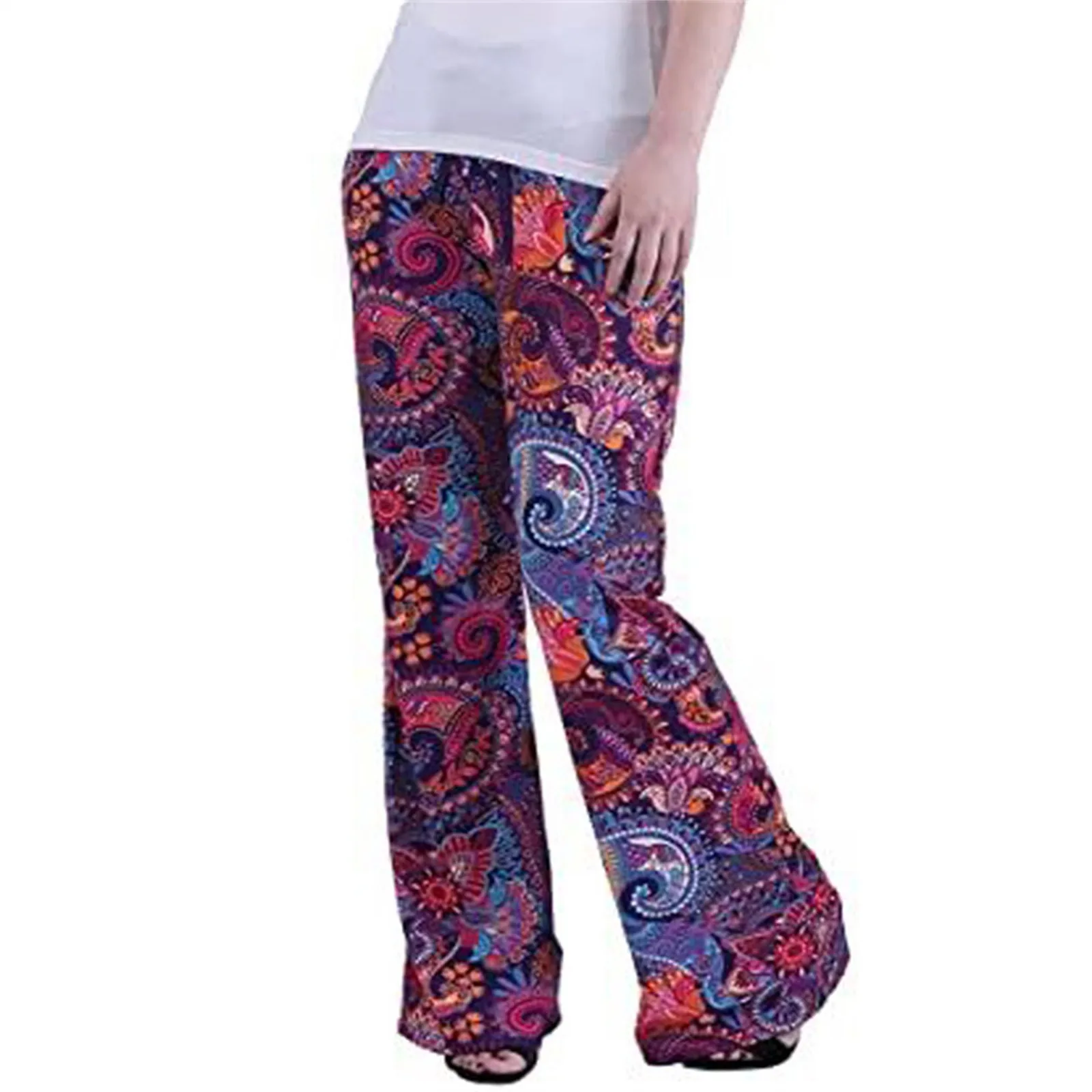 

Summer Pants 2021 New Women Casual Loose Thin Straight Pants Slim High Waist Floral Print Trousers Beach Capris Ladies Clothing