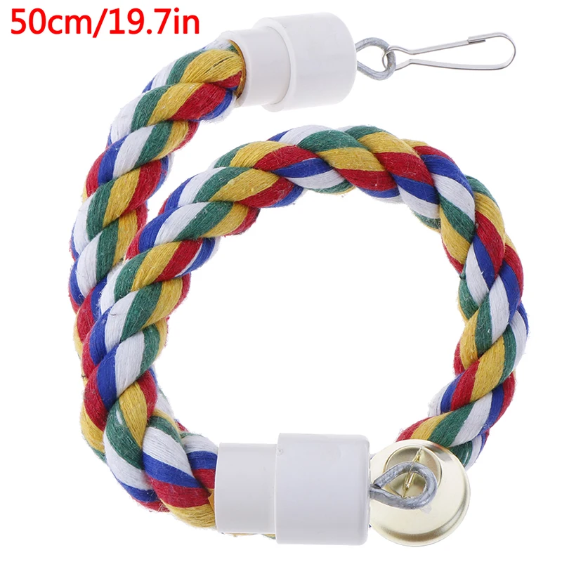 

50cm Chewing Bar Parrot Bird Perch Toy Spiral Cotton Rope Swing Climbing Standing Toys with Bell Bird Supplies