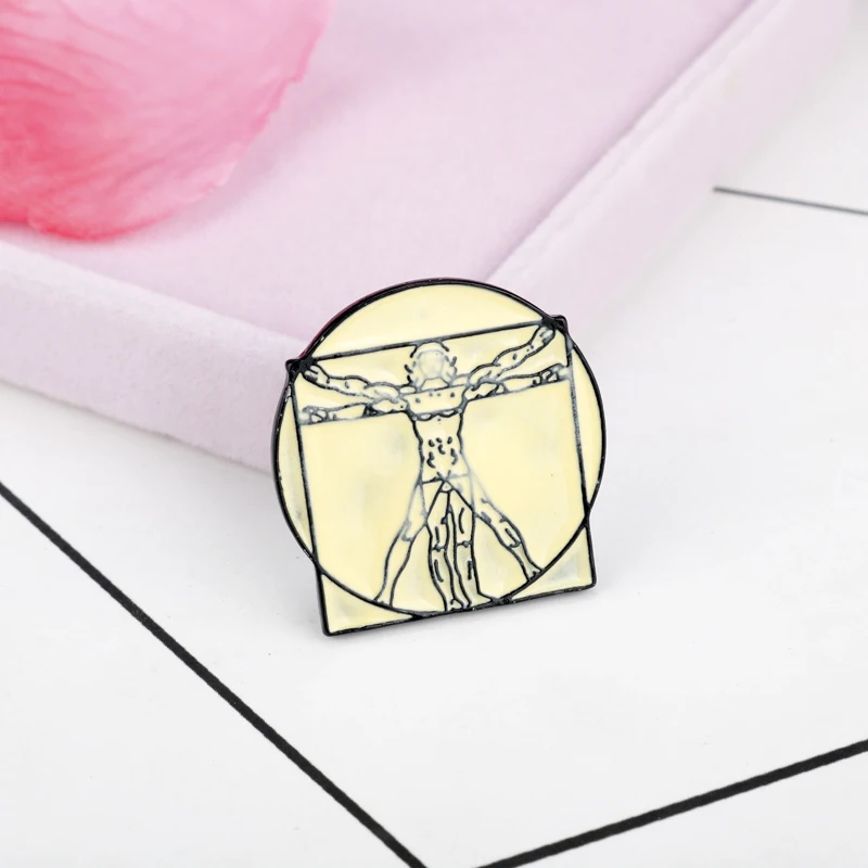 Классические броши Vitruvians с булавками да Винчи эмалированная булавка в форме