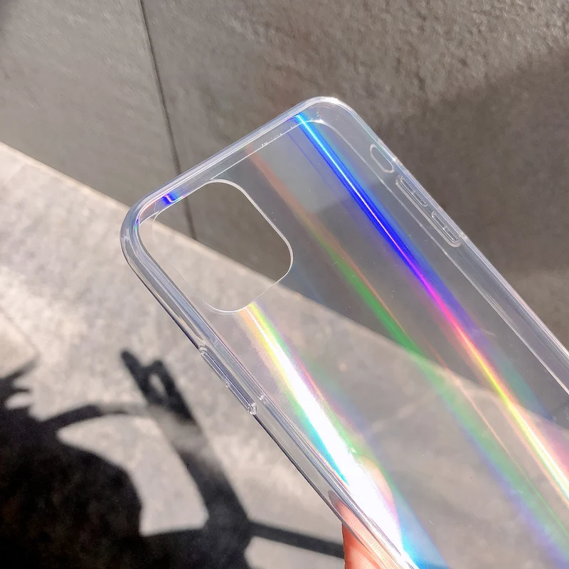 Радужный лазерный чехол для iPhone X XR XS Max 11 11 Pro Max 6 6s 7 8 Plus XS роскошный цветной градиентный прозрачный акриловый чехол для телефона