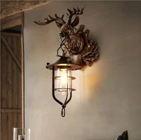 deer head wall lamp dock american rural personalized bar corridor decoration retro industrial creative restaurant lamp