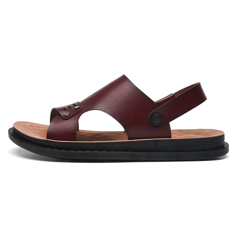 

Men Leather Sandals Summer Classic Men Shoes Slippers Soft Sandals Men Roman Comfortable Outdoor Walking Footwear