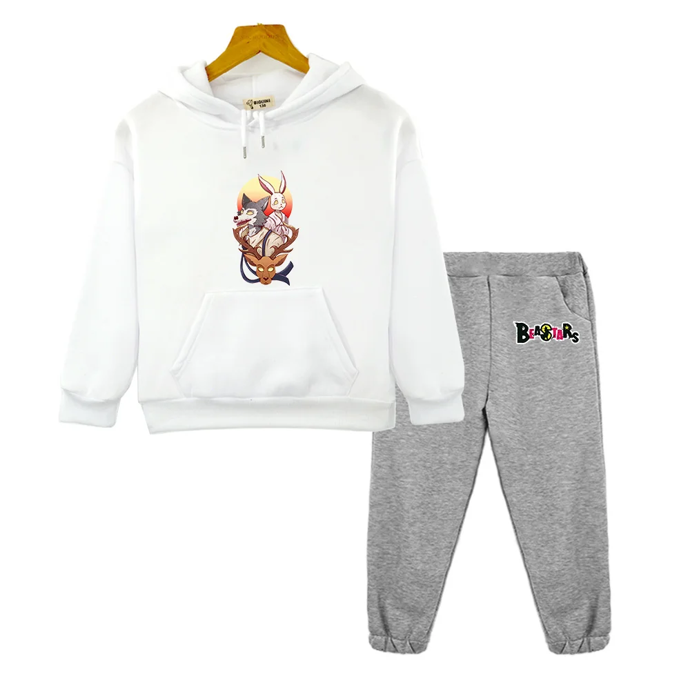 Japanese Anime Beastars Graphic Hoodies for Girl Kids Sweatshirts Suit Boy Pants+top 2pcs Kawaii Children Clothing Set Costume