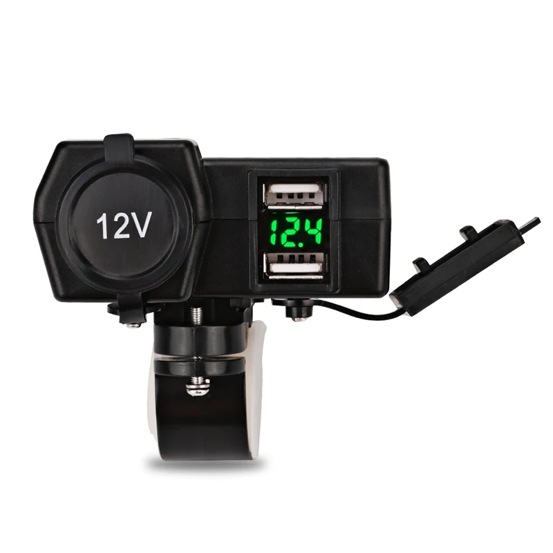 

4.2A Motorcycle Charger 12V 24V LED Display Voltmeter Cigarette Lighter Socket 5V 2.1A Dual USB Charger With Switch Waterproof