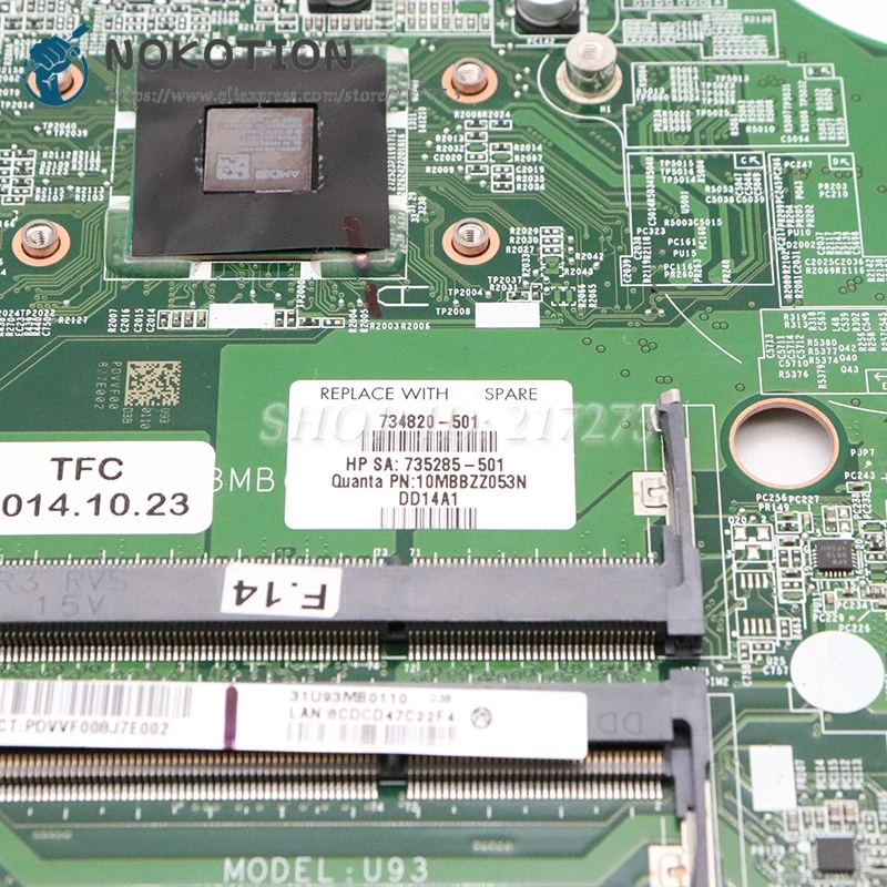 NOKOTION Laptop Motherboard For HP Pavilion 15-N MAIN BOARD DA0U93MB6D2 734820-501 734820-001 735285-501 A4-5000 CPU HD8670M | Компьютеры
