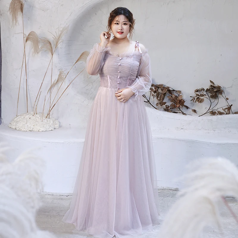 

Evening Dresses Bow Spaghetti Strap Short Sleeve A-line Women Party Dress Button Elegant Lace New Plus Size Formal Gowns D396