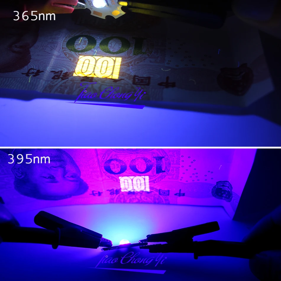 3 Вт УФ фиолетовые светодиодные ультрафиолетовые лампы лампа чипы 365nm 375nm 380nm 385nm