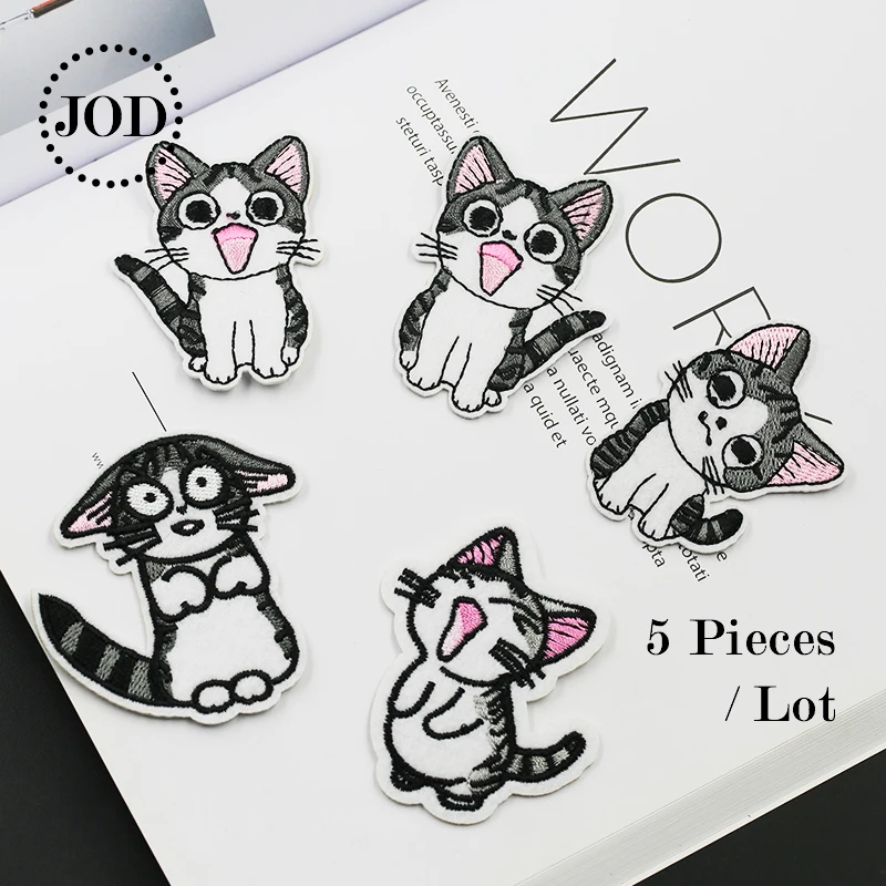 5 шт. утюжок на котенка детские вышитые нашивки для одежды в полоску аппликация