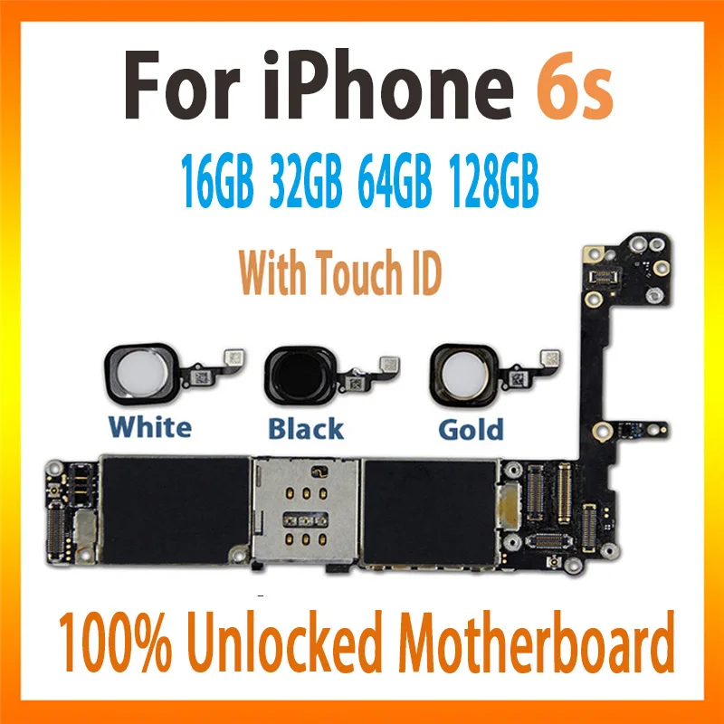 Бесплатный iCloud для iPhone 6S материнская плата с/без touch ID, оригинальная разблокированная для iPhone 6 s материнская плата с полным чипом MB