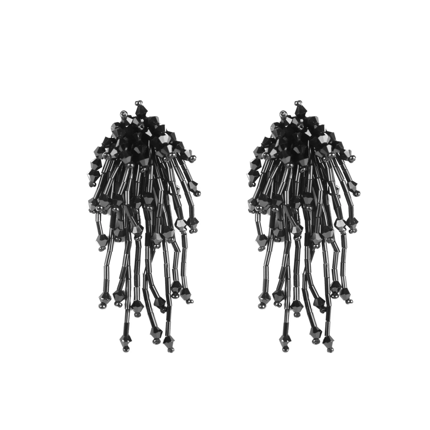 

Exaggerated Long Bohemian Earrings Handmade Crystal Tassel Earrings