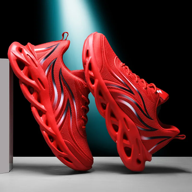 

Men's Flame Printed Sneakers Non-Slip Weave Sports Shoes Comfortable Running Shoes Outdoor Men Athletic Shoes