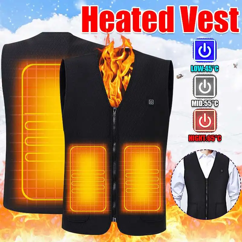 

3 Modes Winter Electric Heated Vest Jackets Men Women Sportswear Heated Coat Graphene Heat Coat USB Heating Jacket For Camping