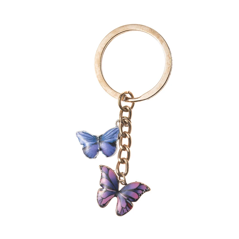 

Color Dripping Butterfly Pendant Keychain for Women Charm Car Keyring Holder Bag Key Chains Christmas Animal Jewelry Gift