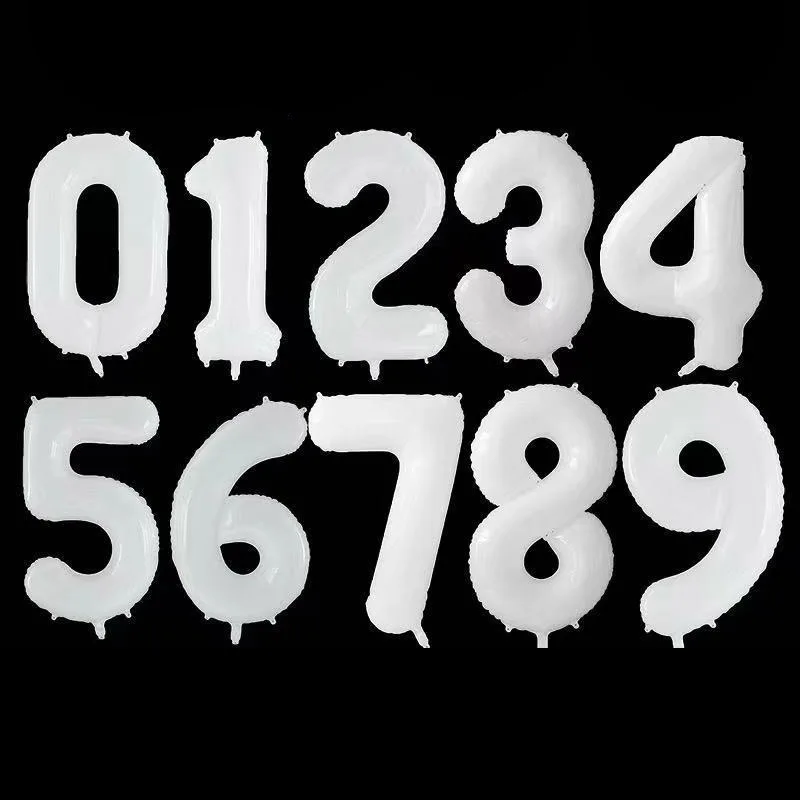 Большие белые воздушные шары 40 дюймов с цифрами фольга для творчества Гелиевый