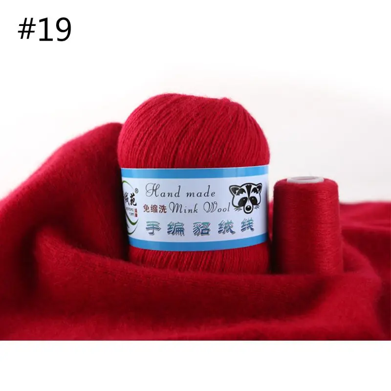 19 50g Soft Mink Wool Yarn Hand-knitted Luxury Cashmere Crochet Knitted Crochet Knitting Scarf M0XD - Color: 19