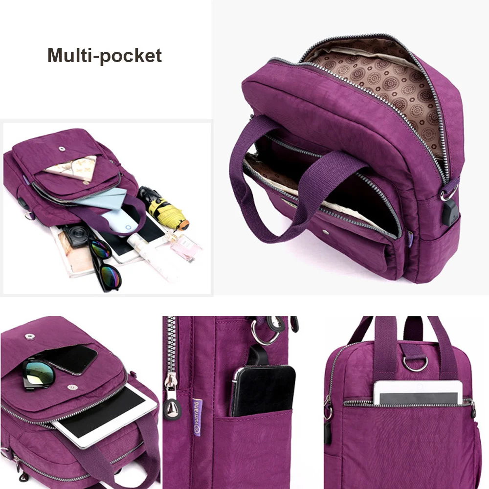 Водонепроницаемый удобный нейлоновый рюкзак для женщин и подростков школьный с