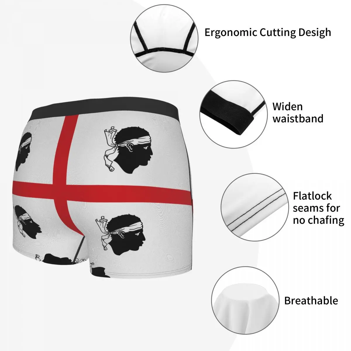 Flag Of Sardinia, Italy Men's Boxer Briefs regions of Italy Casual elastic pants for men
