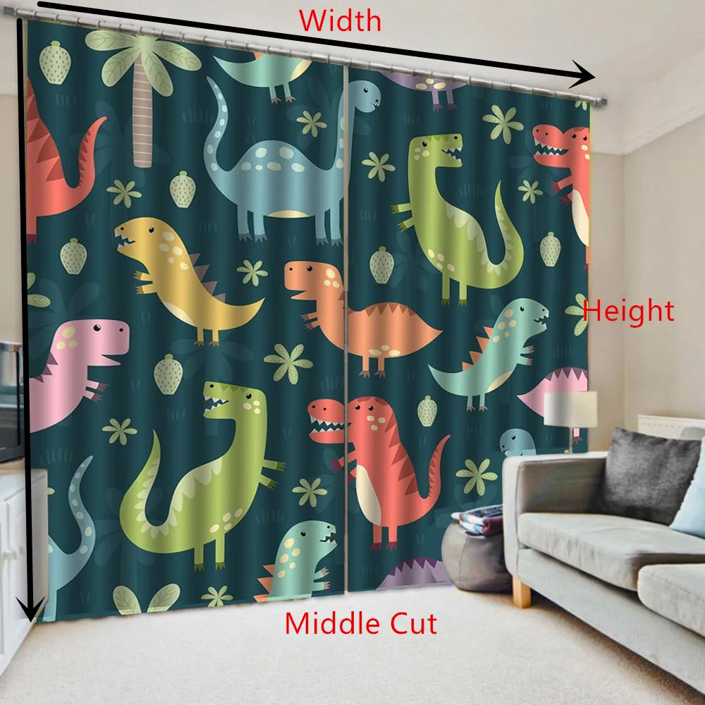 Окна с принтом динозавра занавески для гостиной спальни декоративные кухонные
