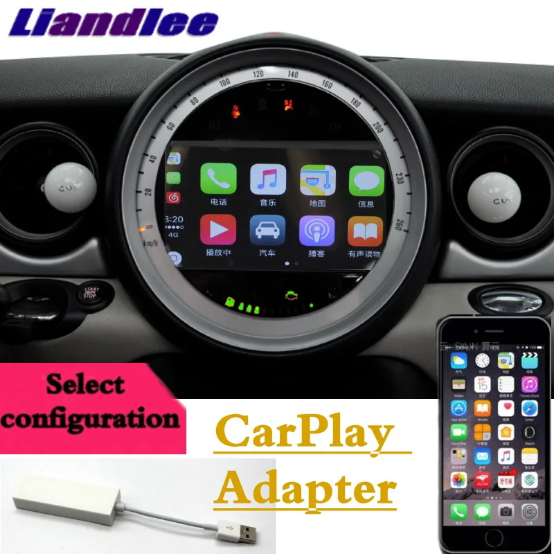 Автомобильный Мультимедийный адаптер Liandlee для навигатора CarPlay Mini Clubman R55 2007 ~ 2014