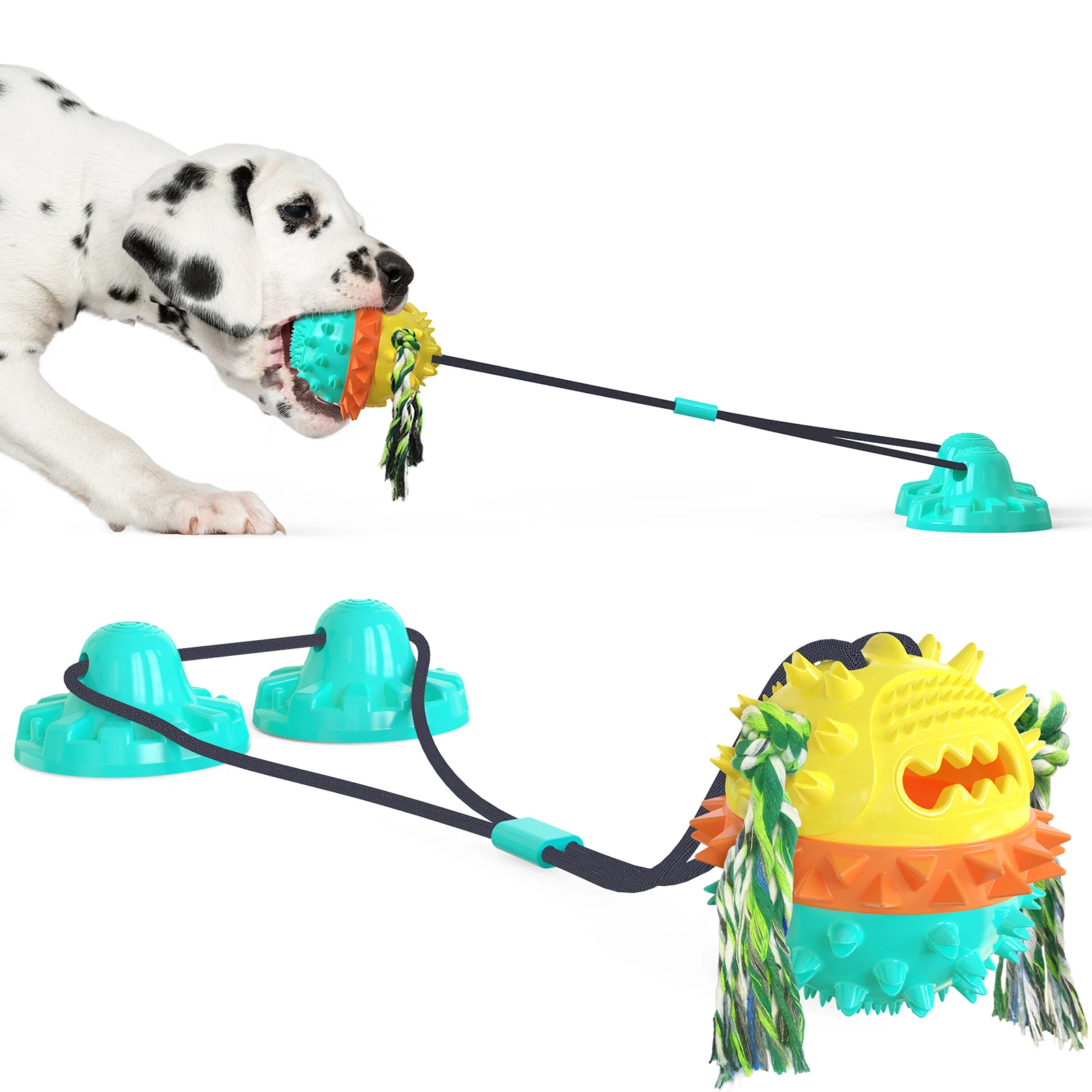 

zhengyuan Pet Sucker Toys ，Dog Rope Ball Pull Toy with Double Suction Cups，Dog Multifunction Interactive Ropes Toys-C