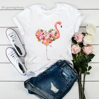 new arrival 2021 t shirt femme flamingo print women t shirt korean style graphic camiseta mujer tshirt tumblr clothes tee
