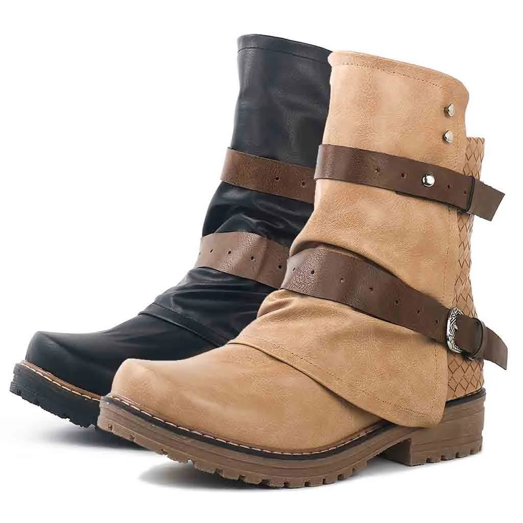 Ботинки с пряжкой в стиле ретро женские ботильоны ботинки обувь больших размеров