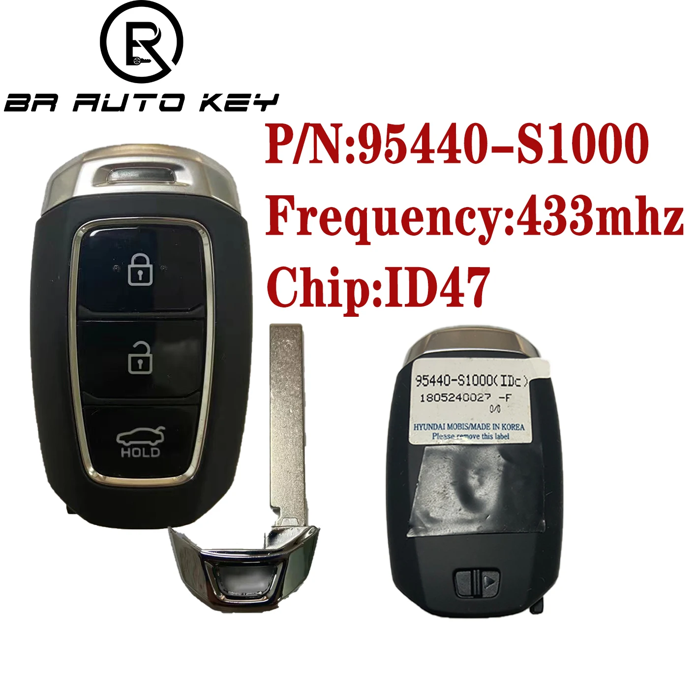 

Oem Genuine Smart Key 95440-S1000 for Hyundai Santa Fe 2018 2019 2020 Original NCF29A1 HITAG 3 47 CHIP 95440-S1000 433.92Mhz FSK
