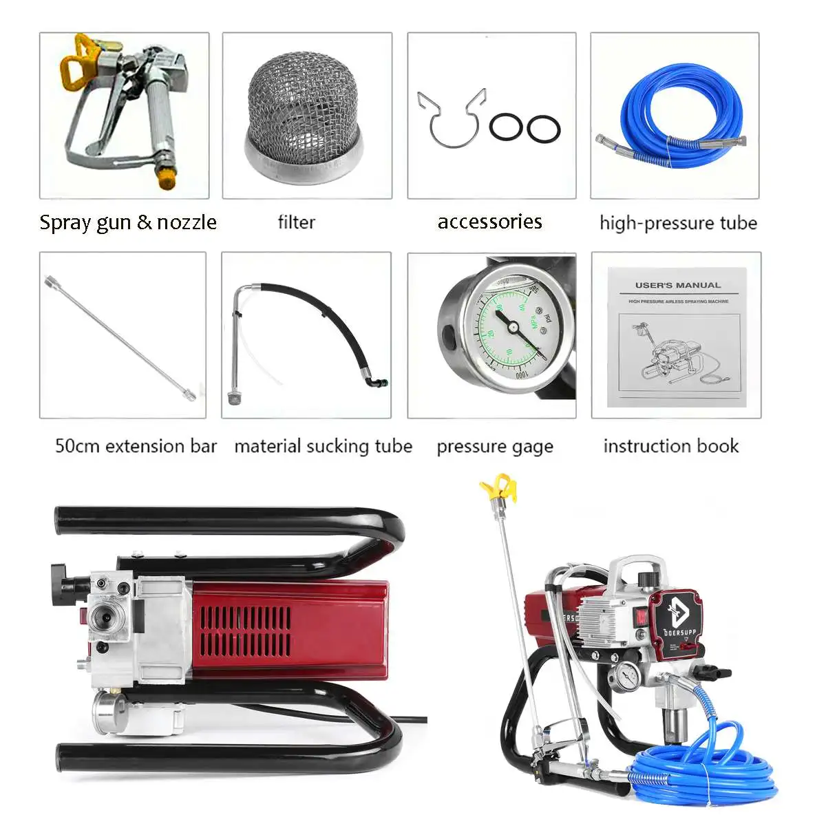 

1800W High-pressure Airless Spraying Machine Professional Airless Spray Gun Airless Paint Sprayer Wall Painting Machine Tools