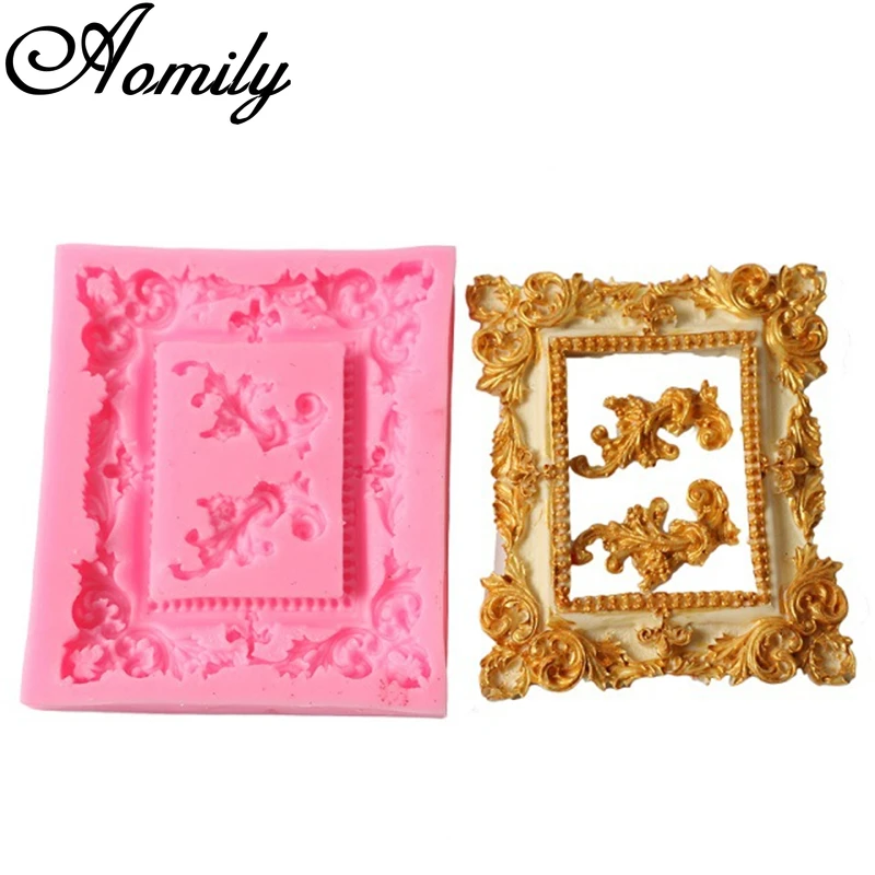 Aomily кружева фоторамка силиконовые формы торт шоколадная форма свадебный
