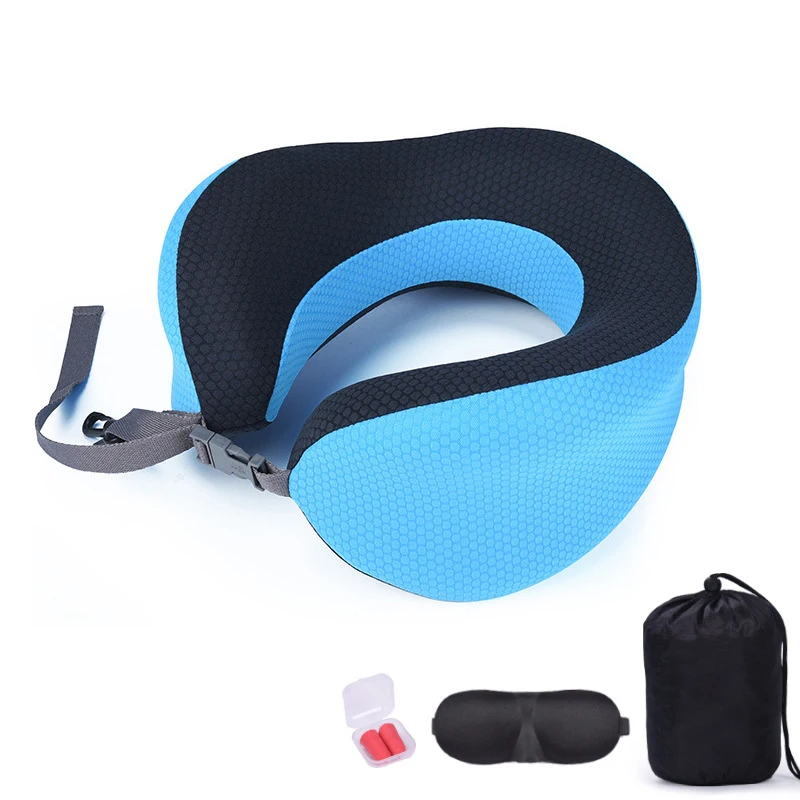 U-образная подушка для шеи из пены с эффектом памяти мягкая дорожная самолета