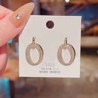 2021 new classic simplicity circle diamond earrings for woman fashion korean jewelry temperament girls daily wear earrings