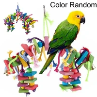 bird toy parrot chewing toy parrot color wooden block bite toy cotton rope bite funny pet supplies bird toys hot