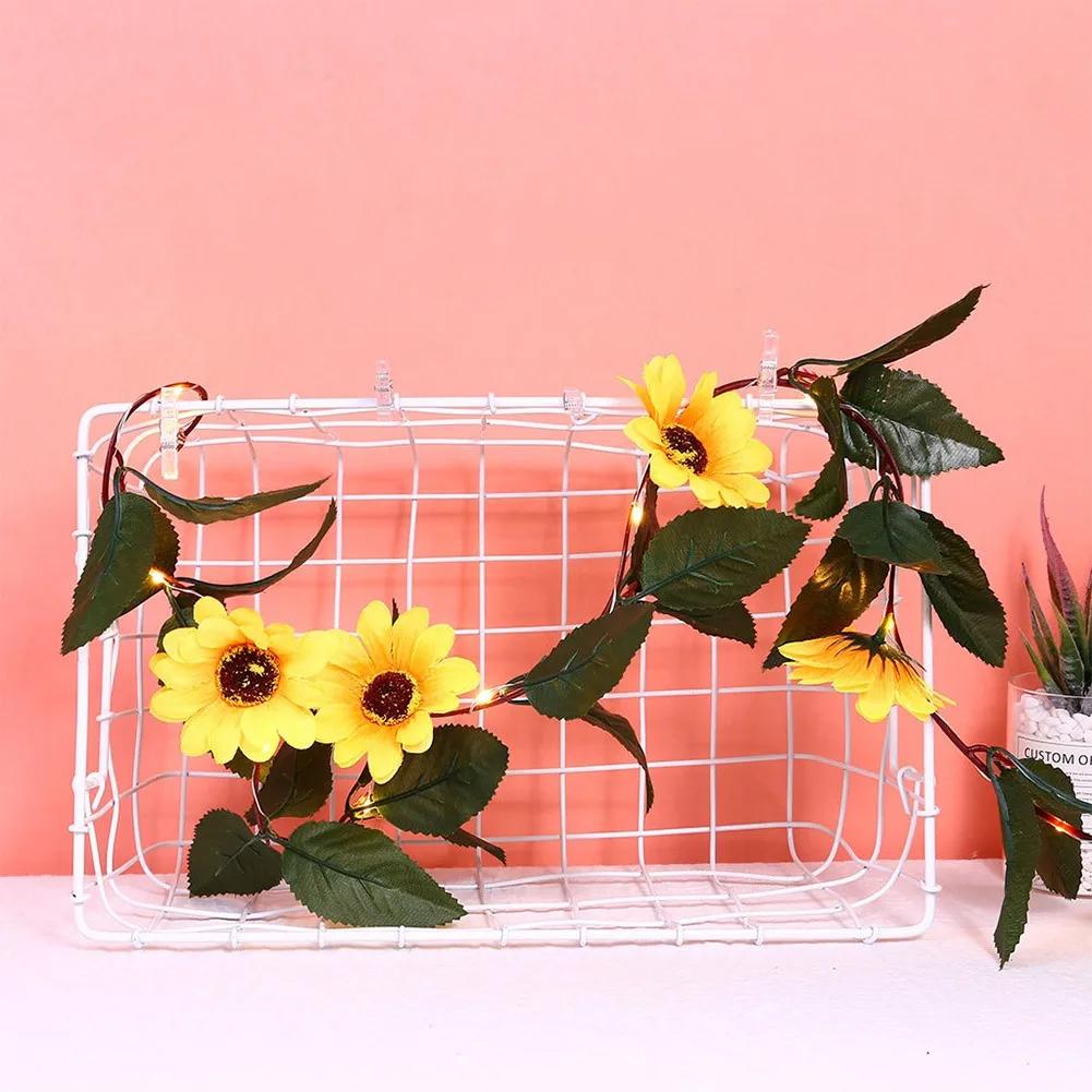 30LED String Lights Sunflower Copper Wire Fairy For Christmas Garland Indoor Wedding Artificial Flower Decoration Lamp | Освещение