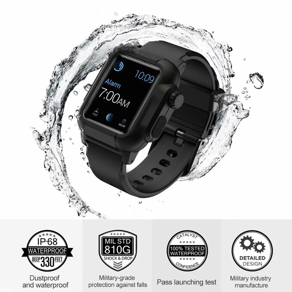 Силиконовый светящийся водонепроницаемый чехол + ремешок для Apple Watch 2/3 iWatch band 42 мм