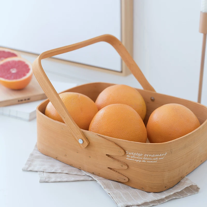 

Creative Wooden Chips Woven Basket Retro Bread/Fruits Plates Europe Style Kitchen/Living Room/Bedroom Storage Tray Home Decor