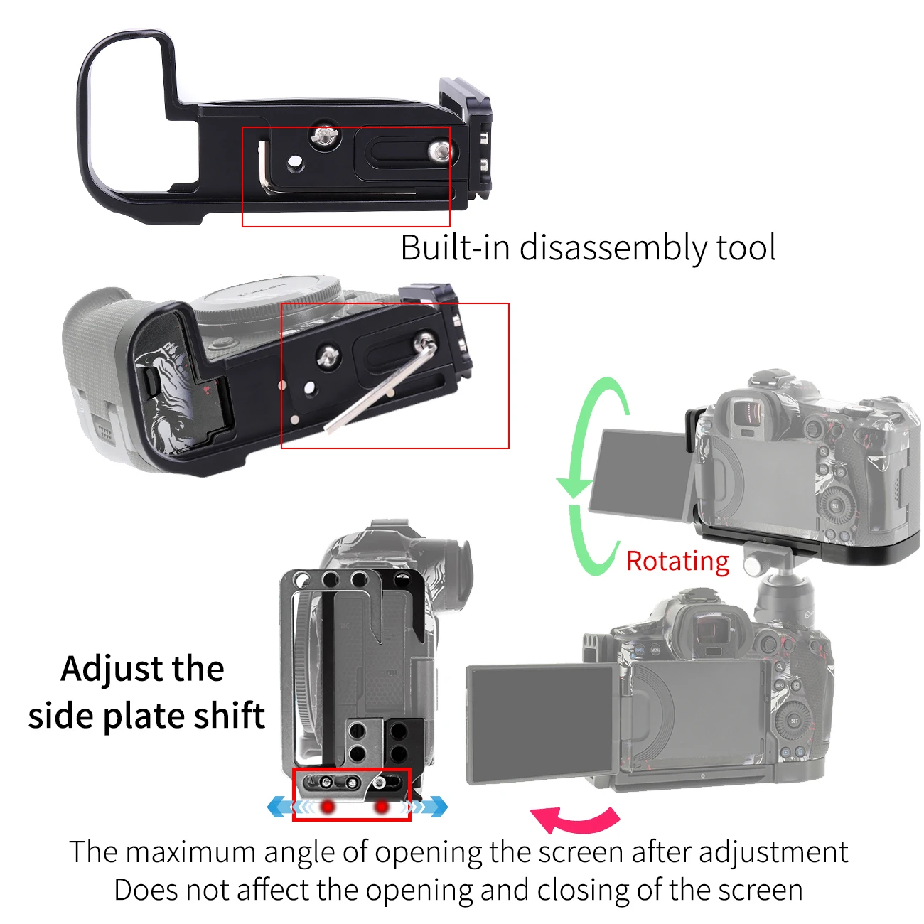 FOTGA Aluminium Quick Release L Platte Halterung Hand Grip Für Canon R5/R6/R5C – Detail 1