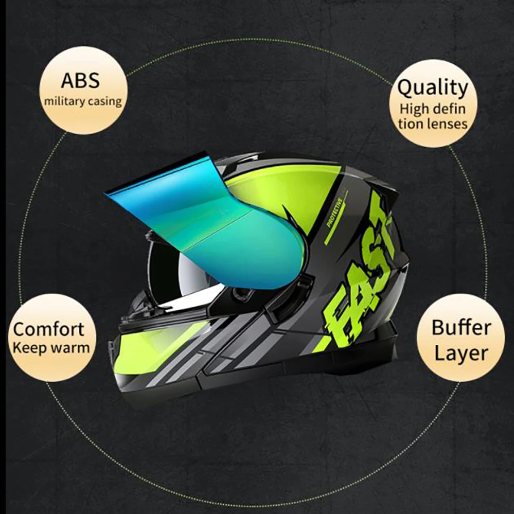 Latest DOT ECE Approved Safety Modular Flip Up Motorcycle Helmet Genuine BlackLion Motocross Racing Casque Capacete Moto Casco enlarge