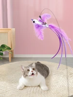 funny cat stick simulation bird funny cat stick feather self hey interactive toy can replace the bird head extension rod pet toy