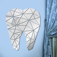 dental care tooth shaped acrylic mirrored wall stickers dentist clinic stomatology 3d wall art decal orthodontics office decor
