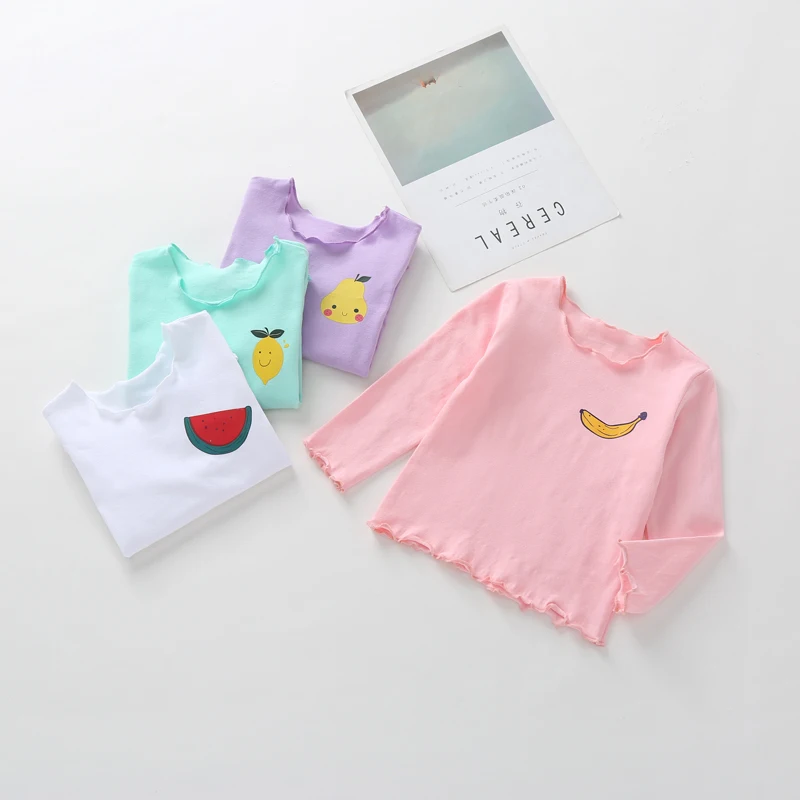 Весна Осень 2019 футболка с длинными рукавами и принтом для маленьких девочек