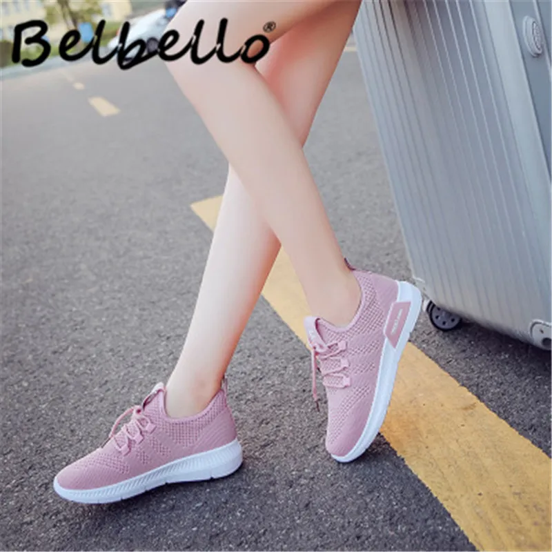 

Belbello Light white shoes women's street clapping shoes running breathable sneakers women 2019 new student casual shoes H-5
