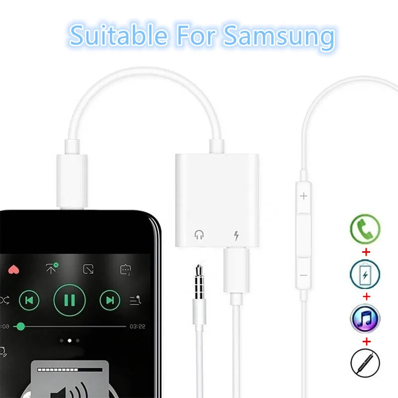 Адаптер 2 в 1 для Samsung Galaxy S10 Note 10 5G Plus S9 S8 + 9 Tupe c адаптер USB Type на 3 5 мм Aux зарядный