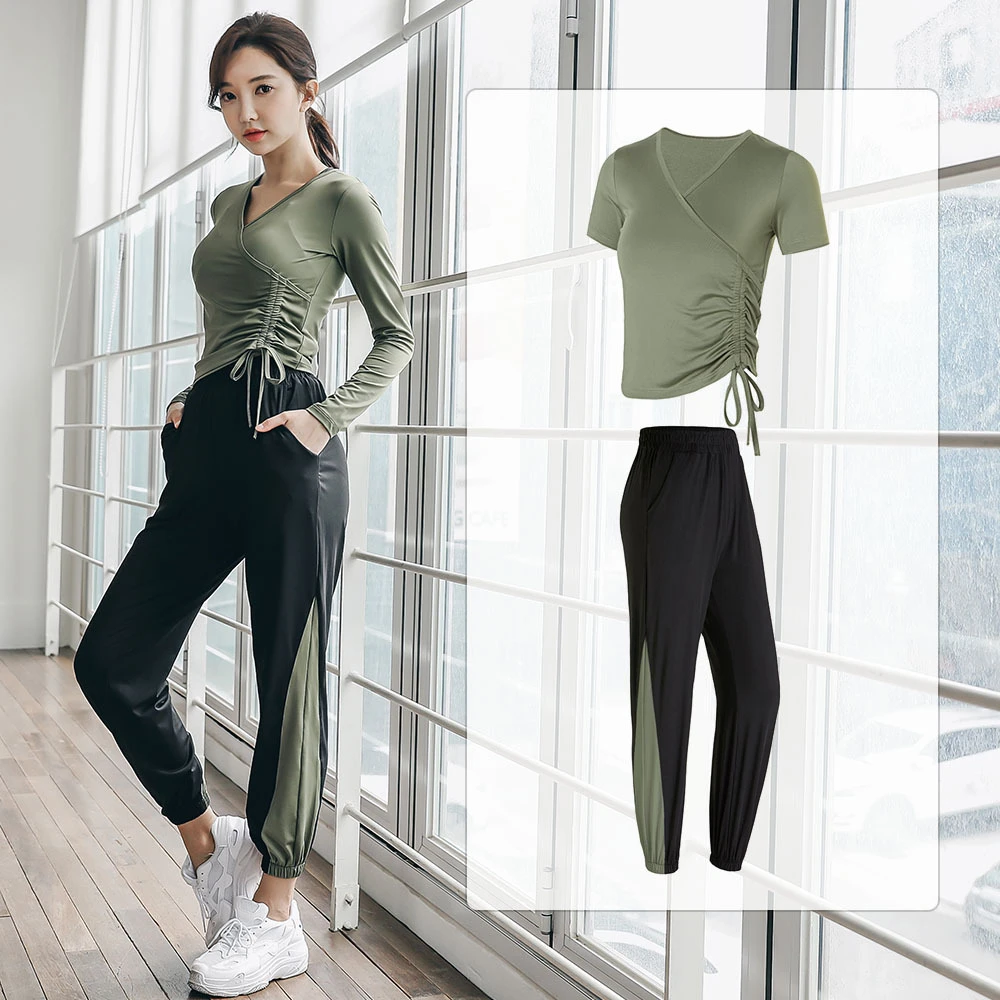 Новый женский спортивный костюм спортивная одежда армейского зеленого и черного