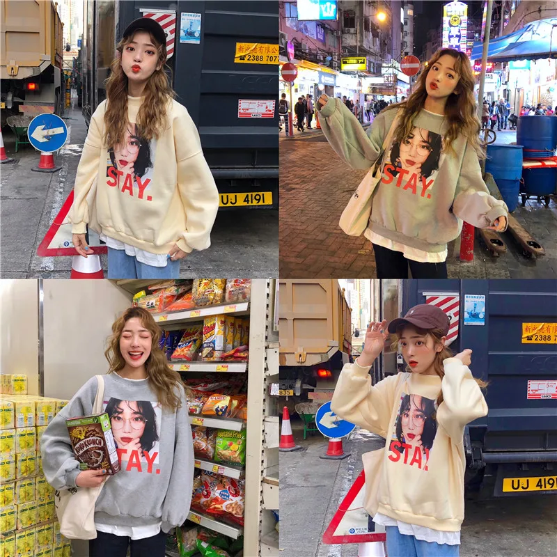 

2019 Women Autumn Sweatshirt Women Long Sleeve Solid Hooded Pullover Tops Blouse Letter Print harajuku Hoodies Women Plus Size